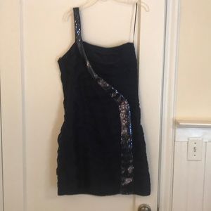 Navy blue, one-shouldered Mini Dress